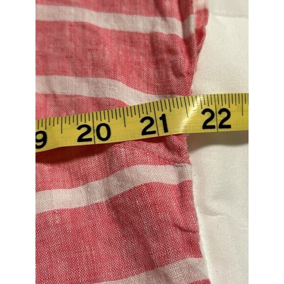 TALBOTS 100% Linen Pink White Stripe Cap Sleeve Tunic Top M - Picture 6 of 7
